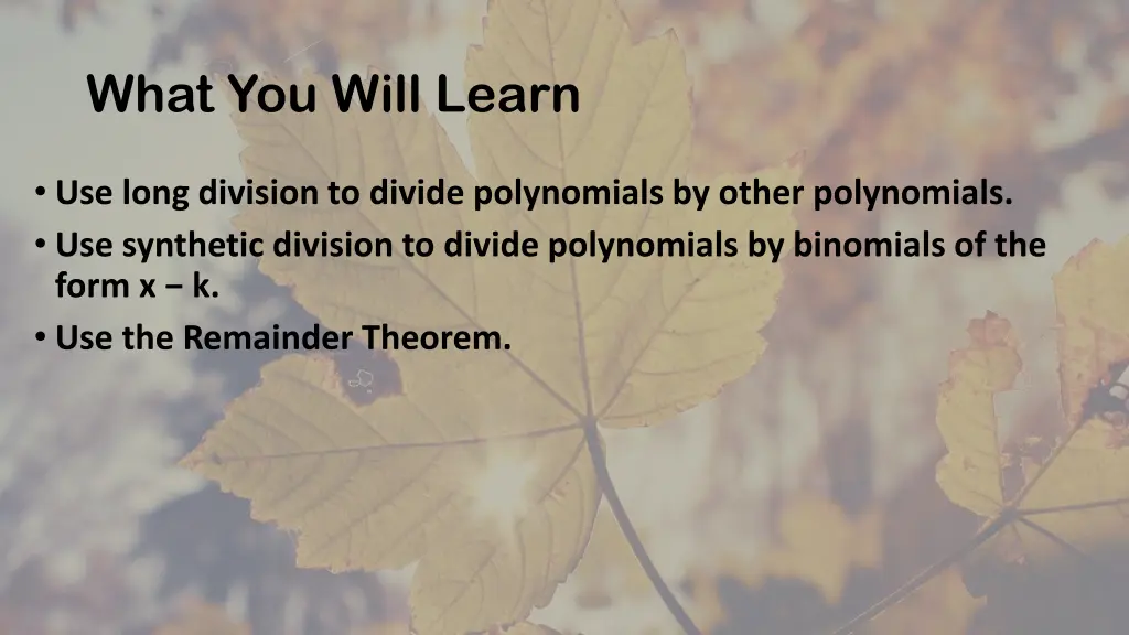 what you will learn
