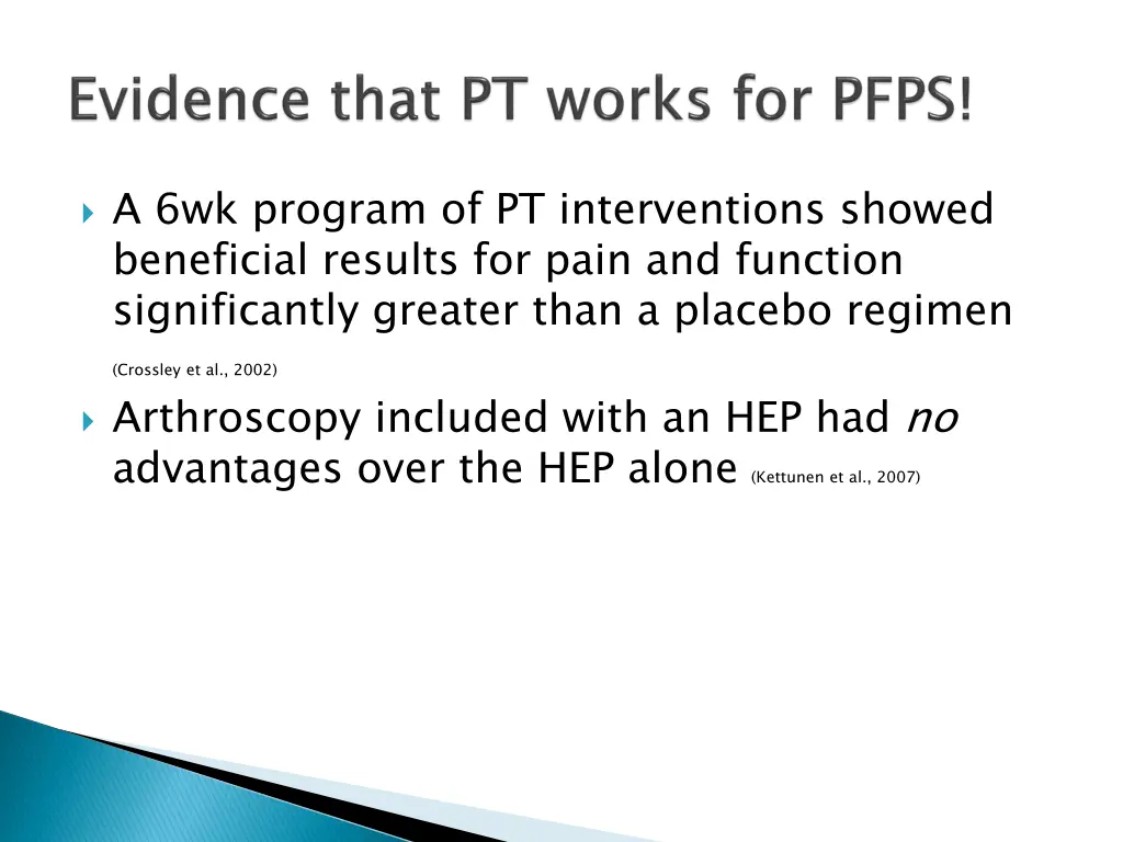 a 6wk program of pt interventions showed