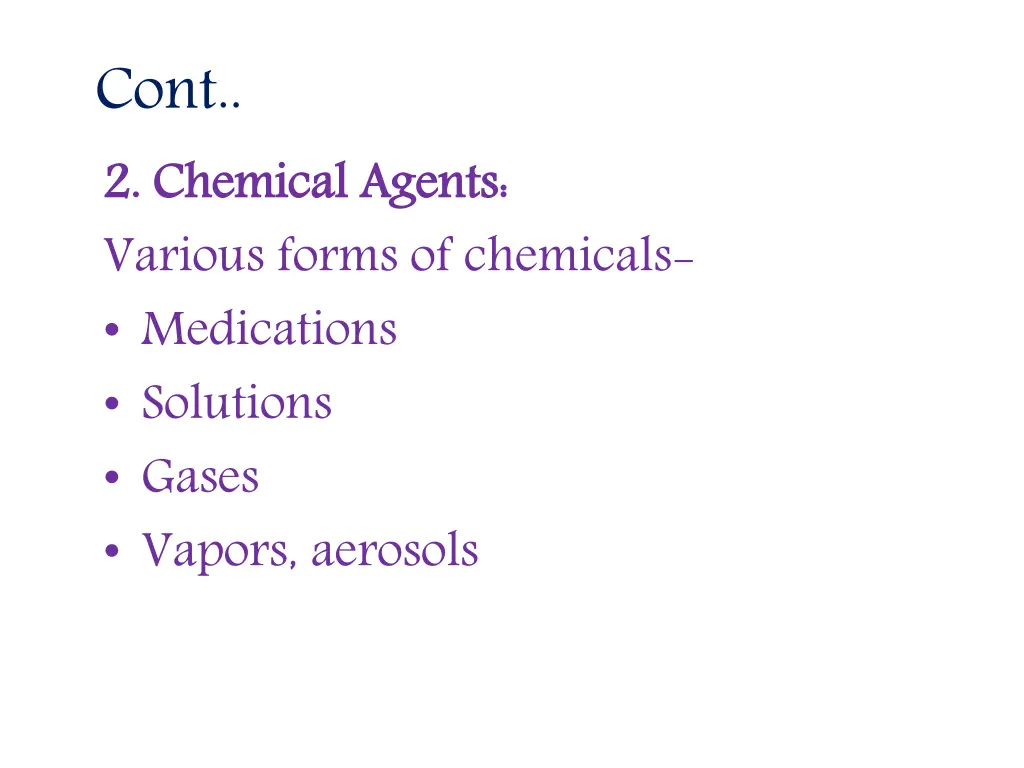 cont 2 chemical various forms of chemicals