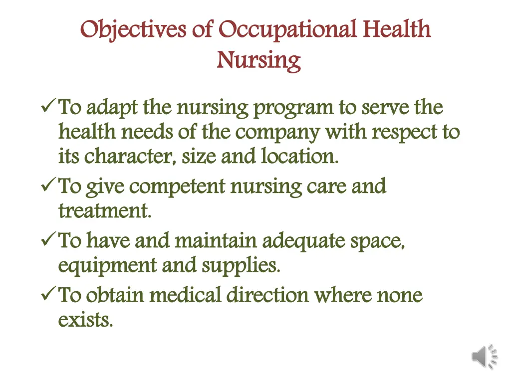 objectives of occupational health nursing