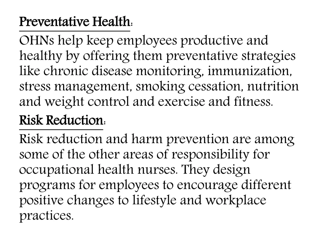 preventative ohns help keep employees productive