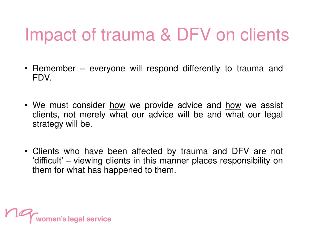 impact of trauma dfv on clients
