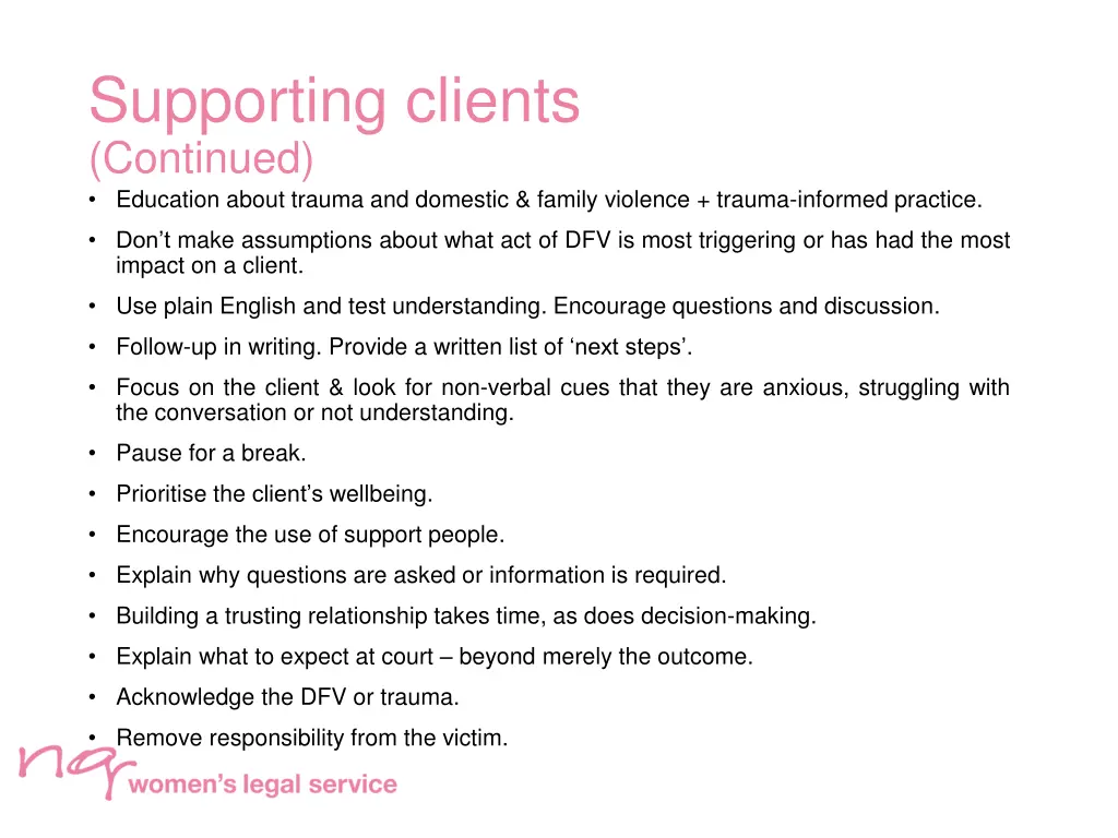 supporting clients continued education about
