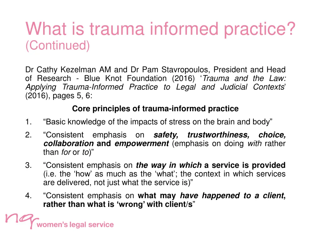 what is trauma informed practice continued