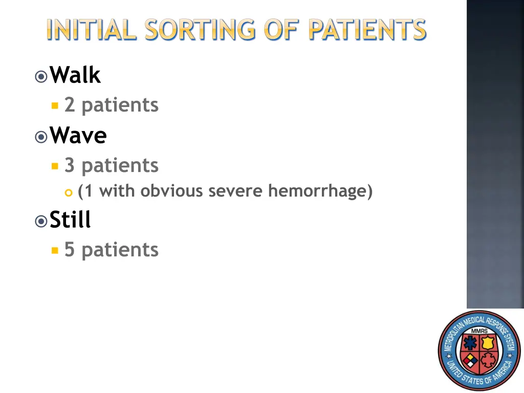 initial sorting of patients