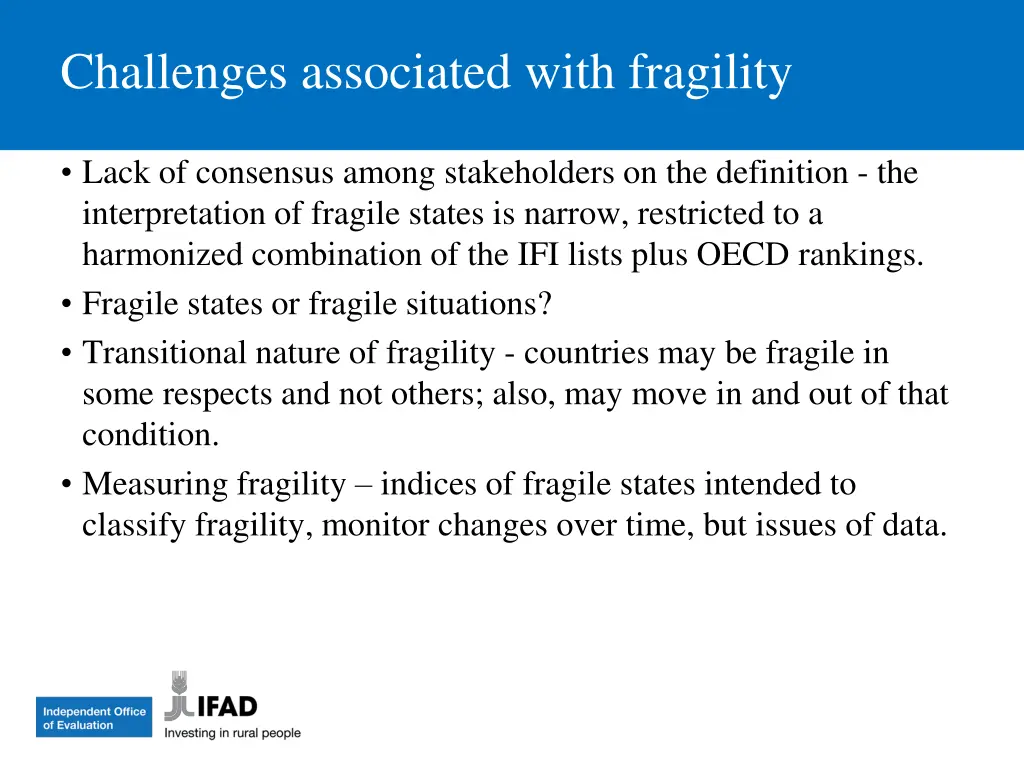 challenges associated with fragility