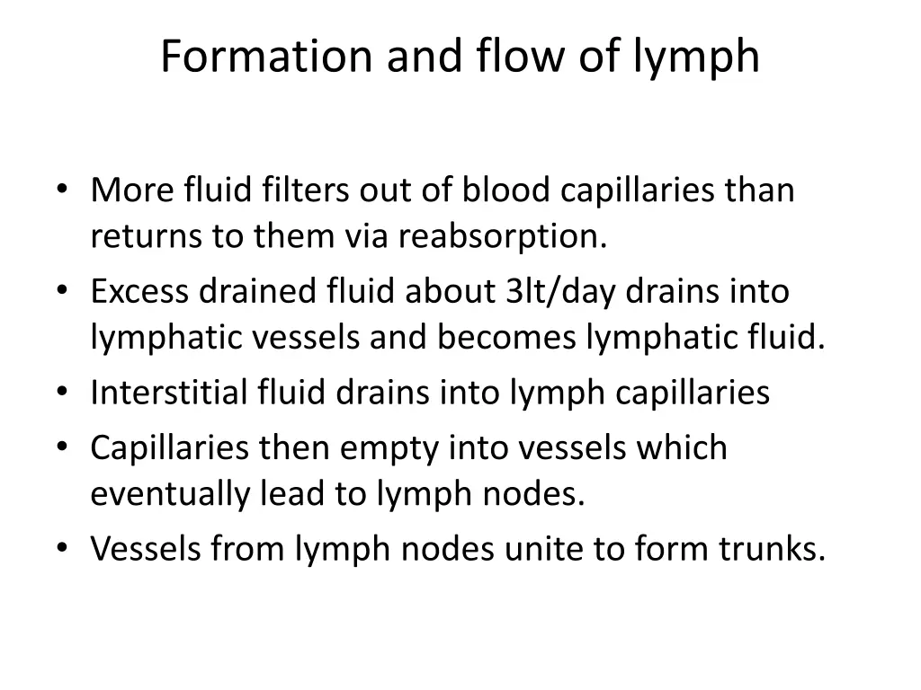 formation and flow of lymph