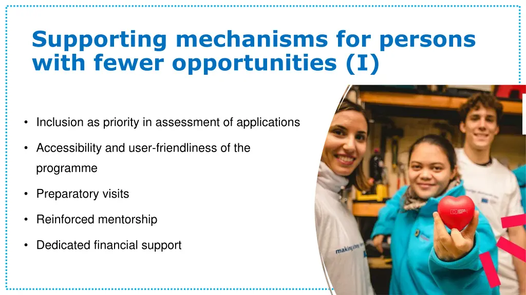 supporting mechanisms for persons with fewer