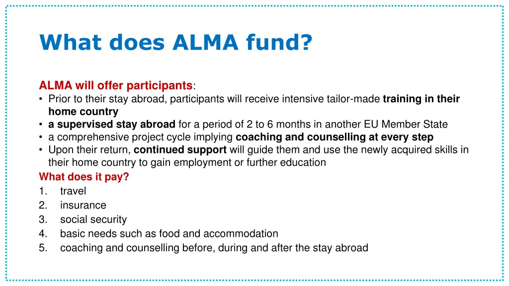 what does alma fund