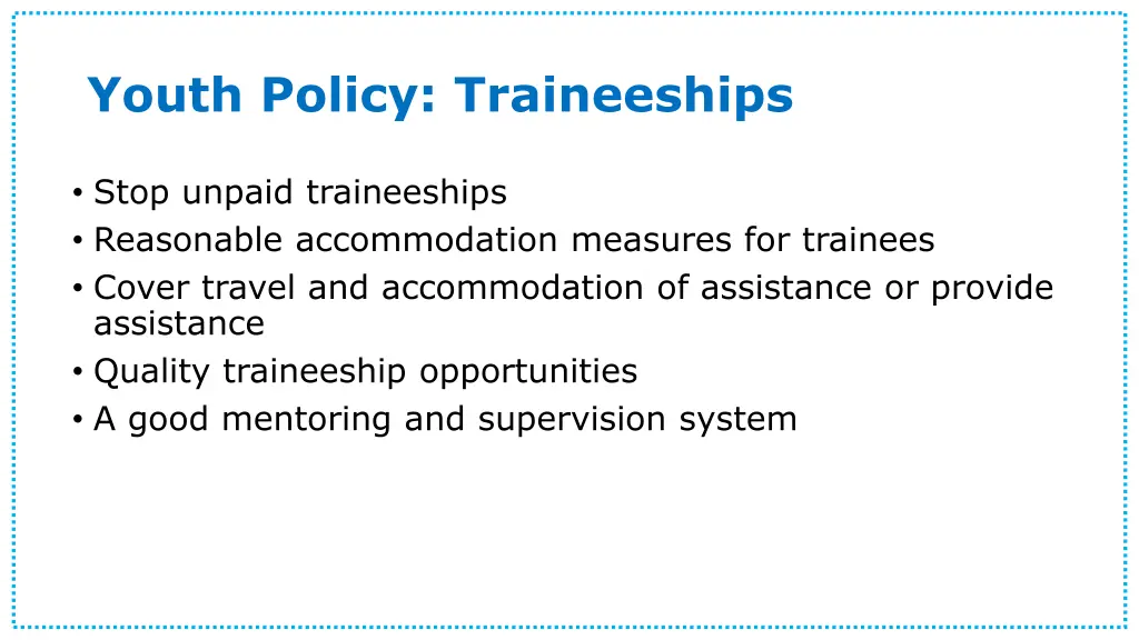 youth policy traineeships