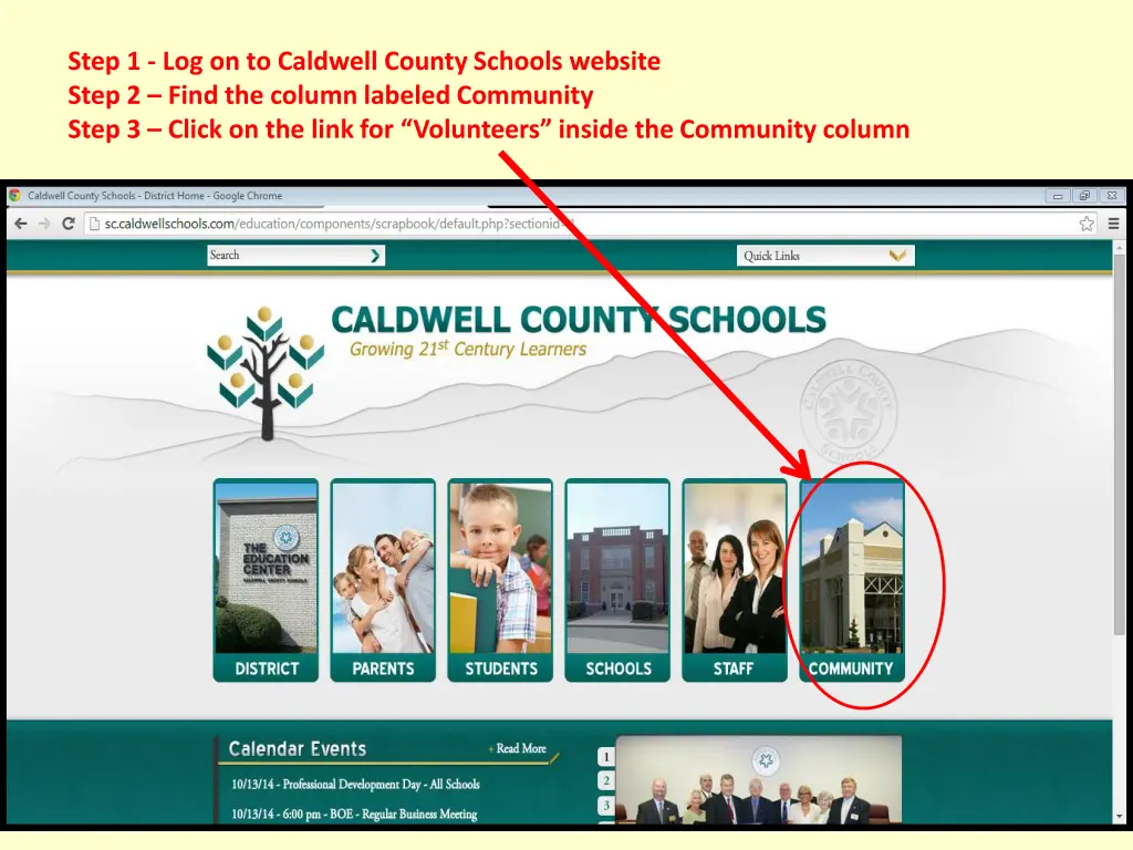 step 1 log on to caldwell county schools website