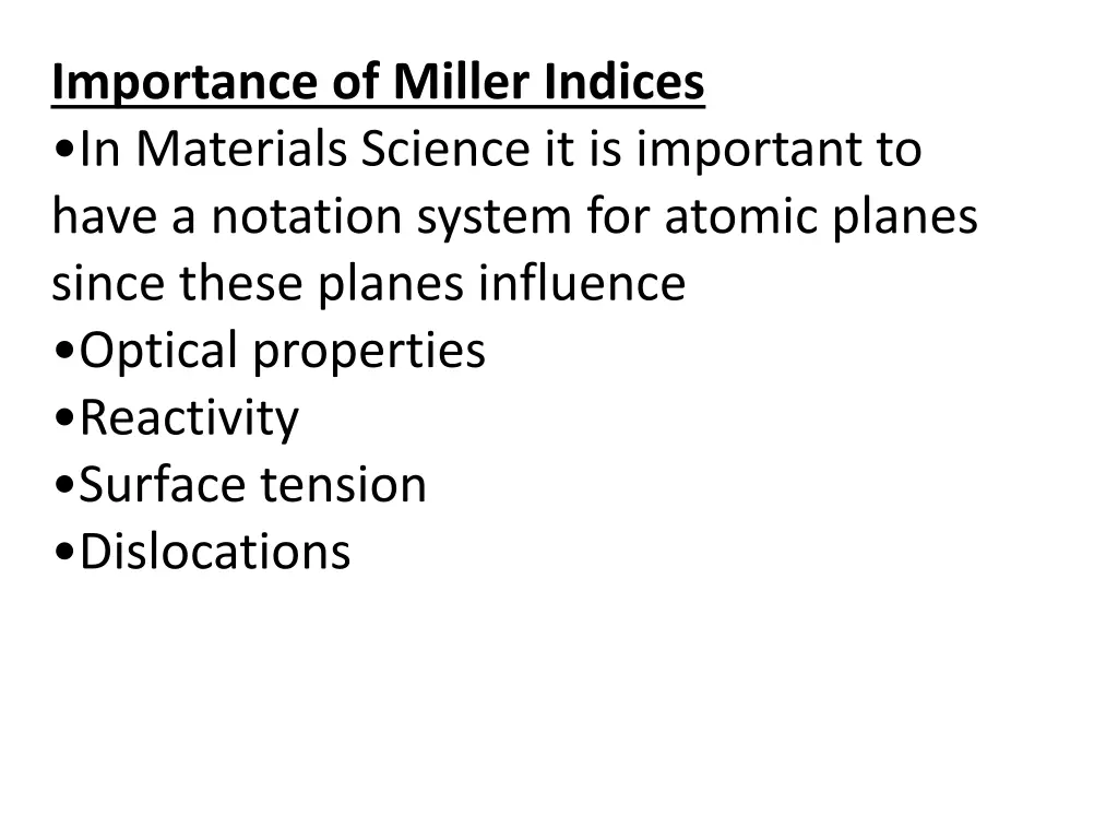 importance of miller indices in materials science