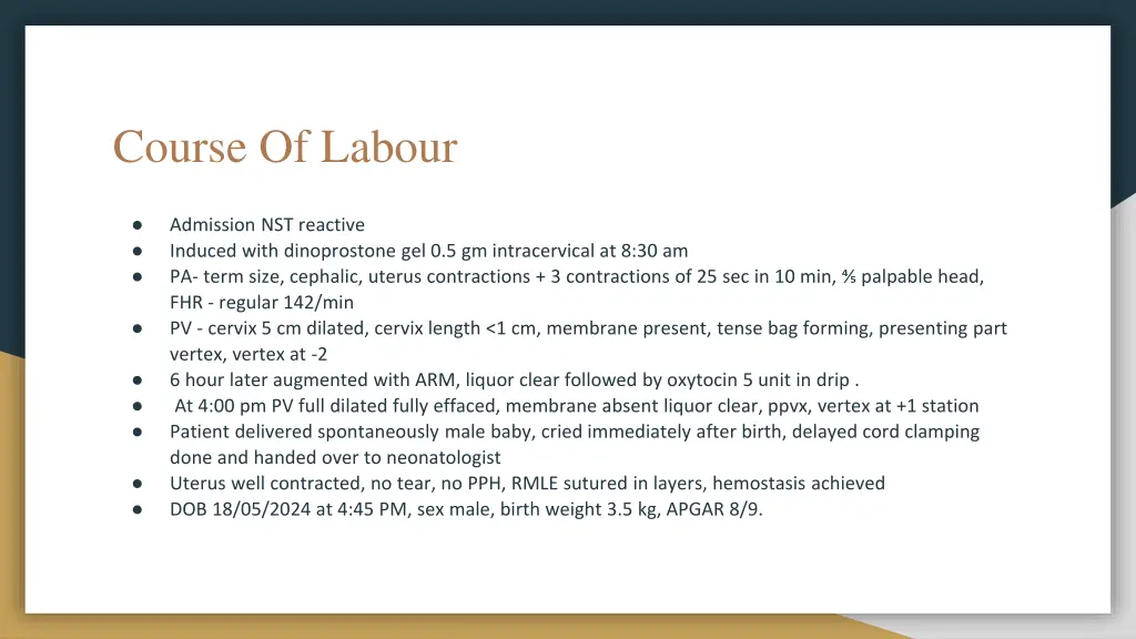 course of labour
