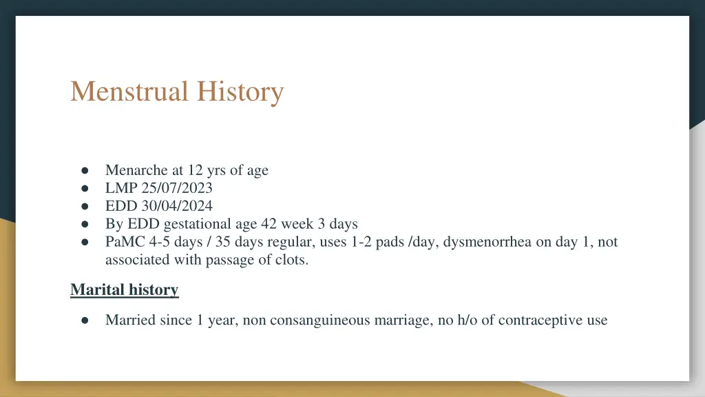 menstrual history