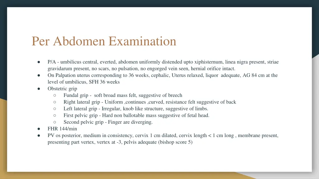 per abdomen examination