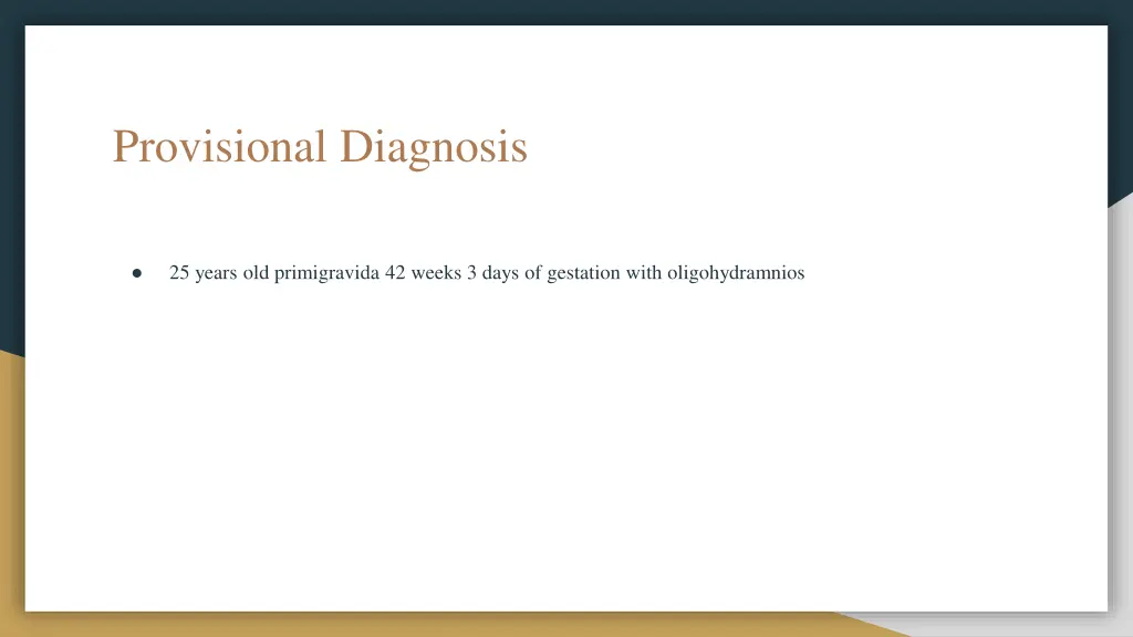 provisional diagnosis