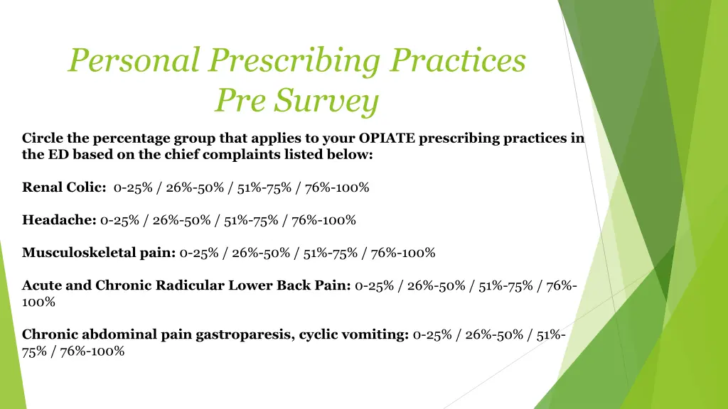 personal prescribing practices pre survey