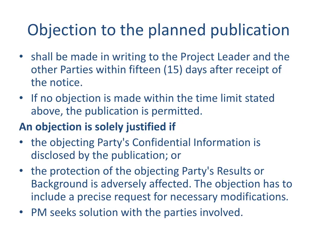 objection to the planned publication