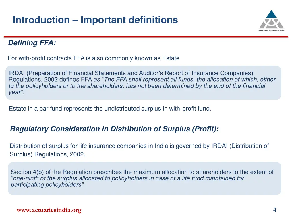 introduction important definitions defining ffa