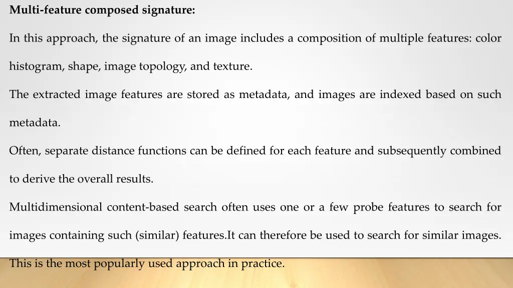 multi feature composed signature
