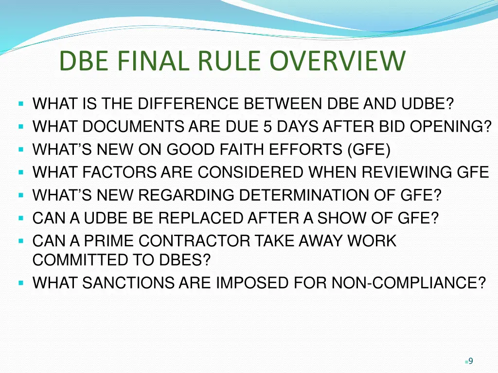 dbe final rule overview