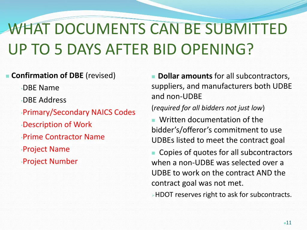 what documents can be submitted up to 5 days