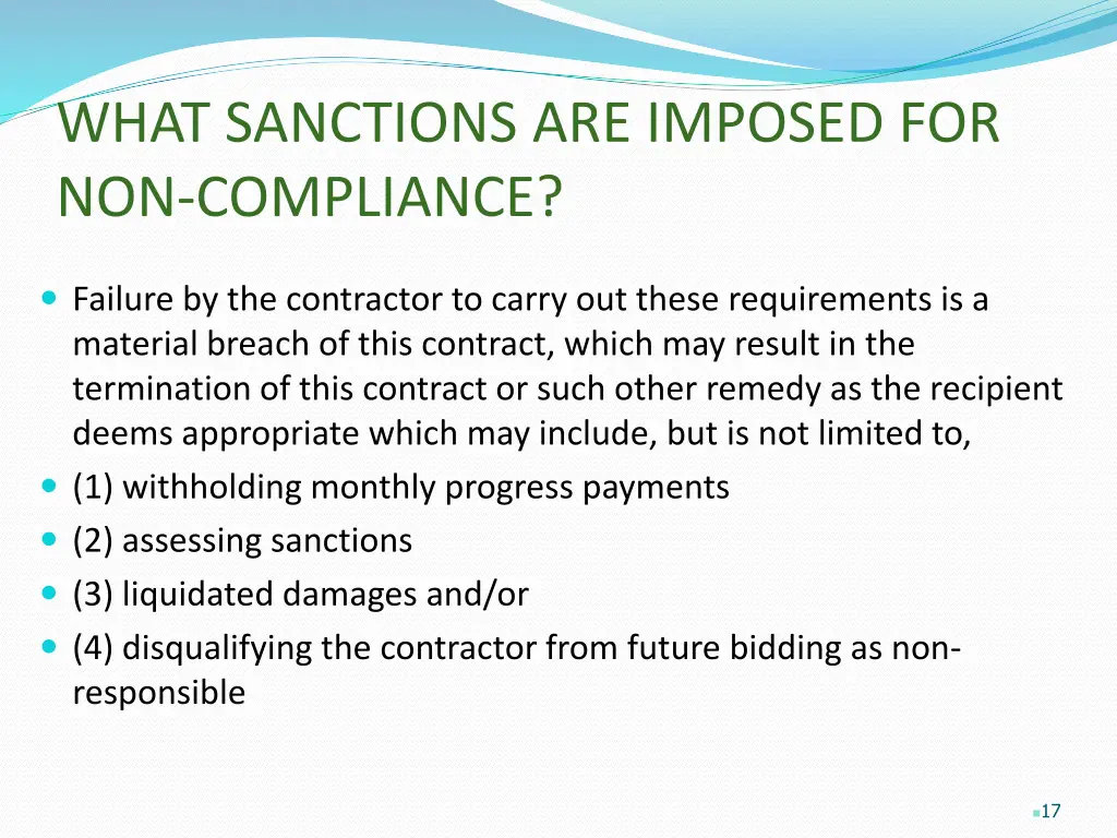 what sanctions are imposed for non compliance