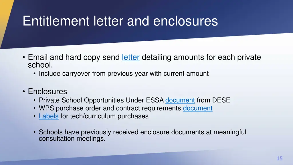 entitlement letter and enclosures