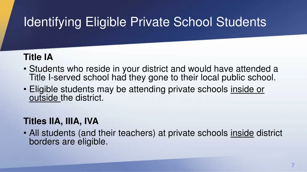 identifying eligible private school students