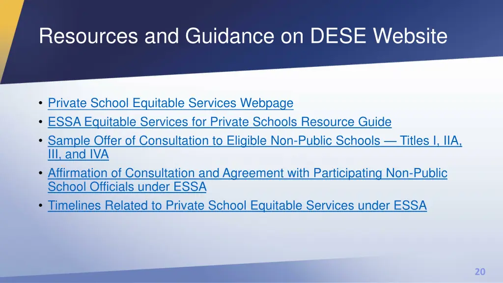 resources and guidance on dese website