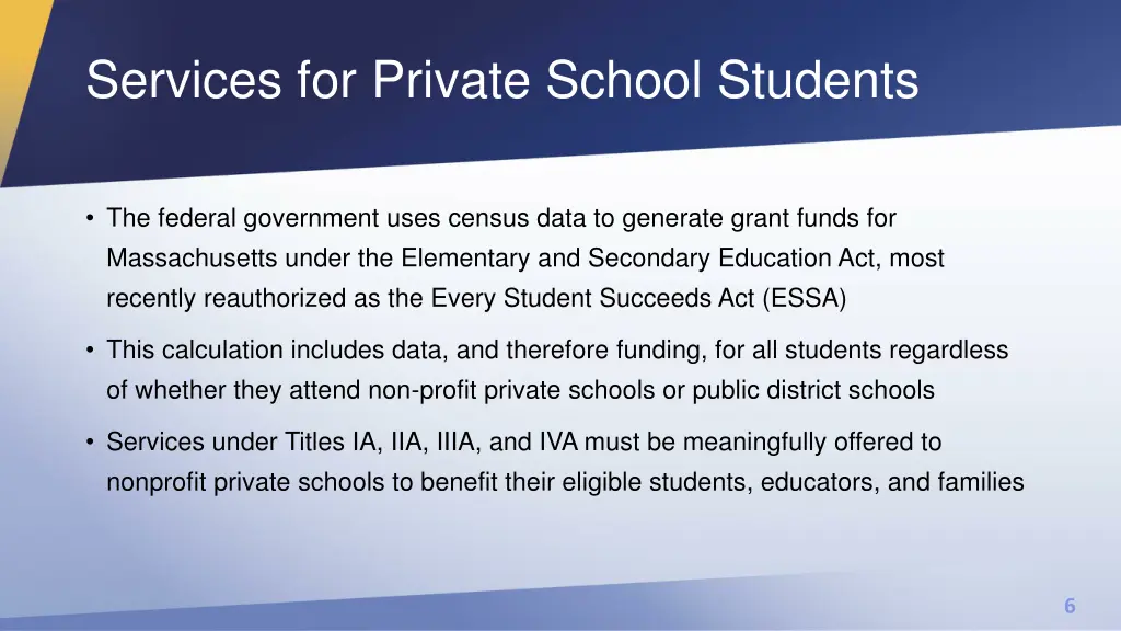services for private school students