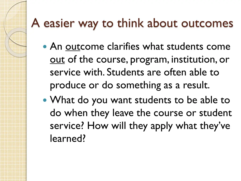 a easier way to think about outcomes