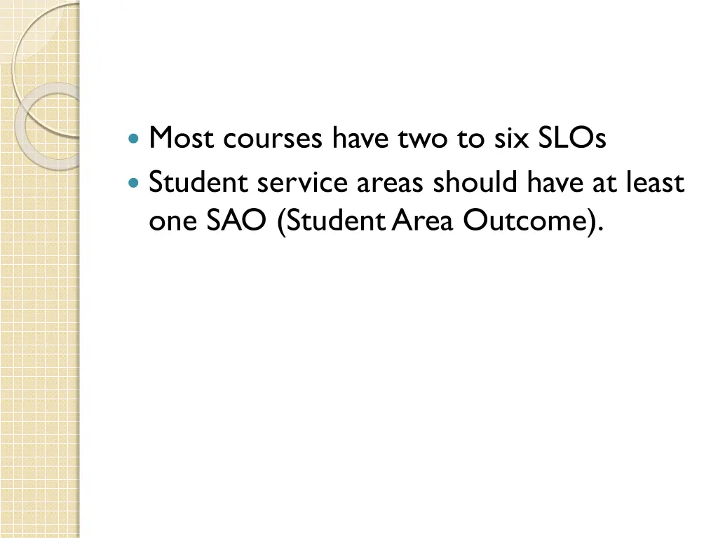 most courses have two to six slos student service