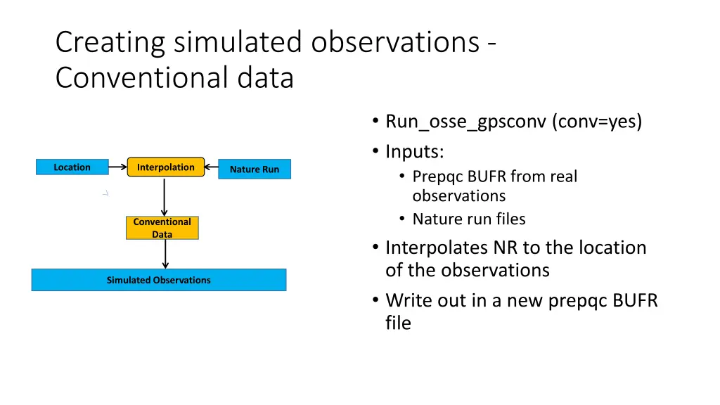 creating simulated observations conventional data