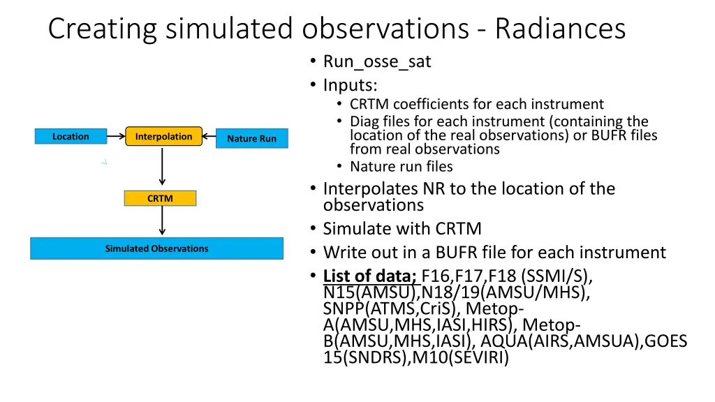 creating simulated observations radiances