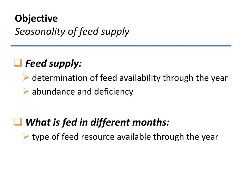 objective seasonality of feed supply