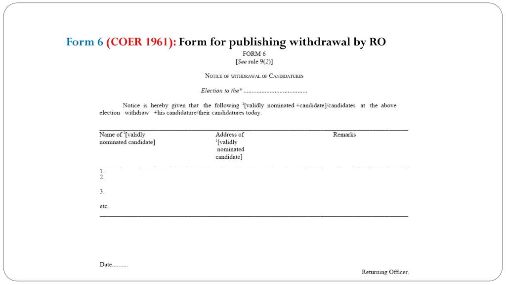 form 6 coer 1961 form for publishing withdrawal