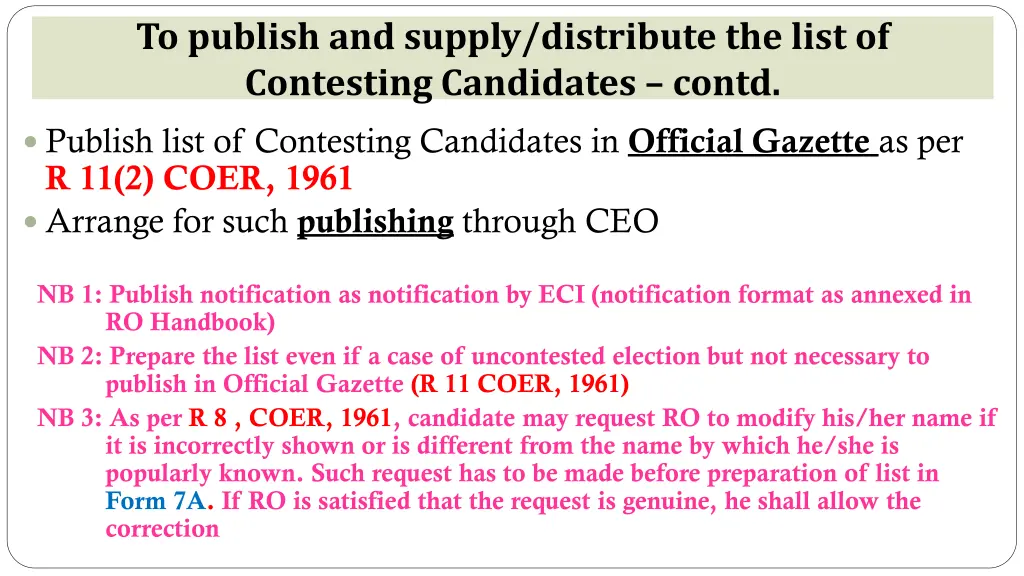 to publish and supply distribute the list 1