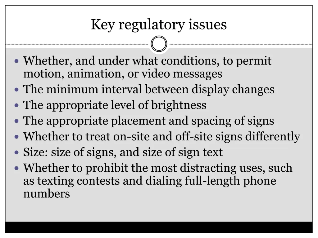 key regulatory issues