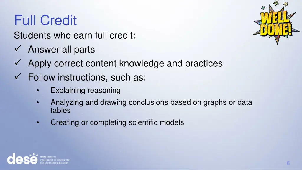 full credit students who earn full credit answer