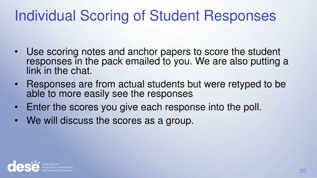 individual scoring of student responses
