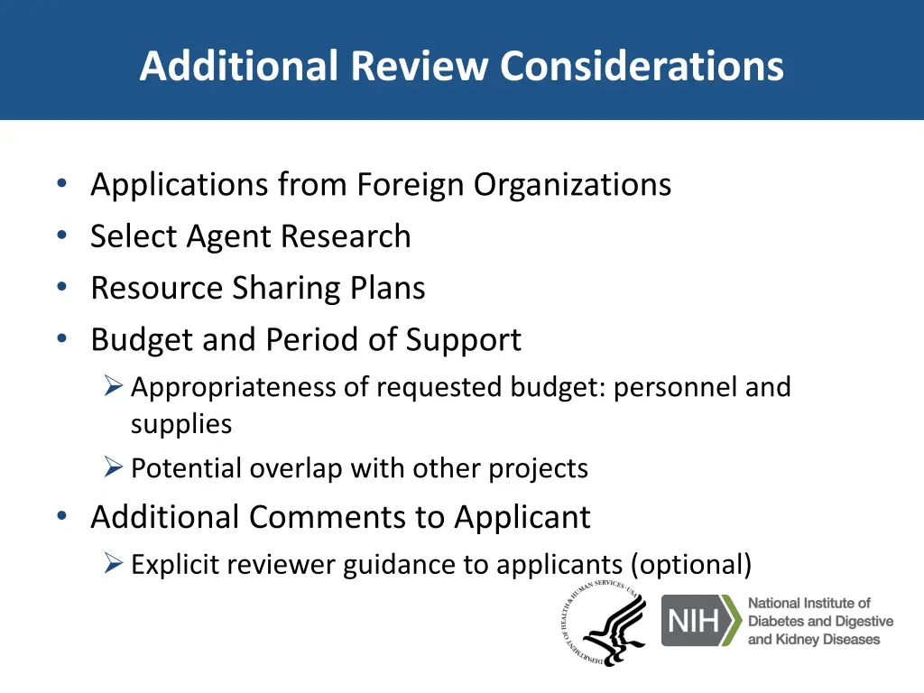 additional review considerations