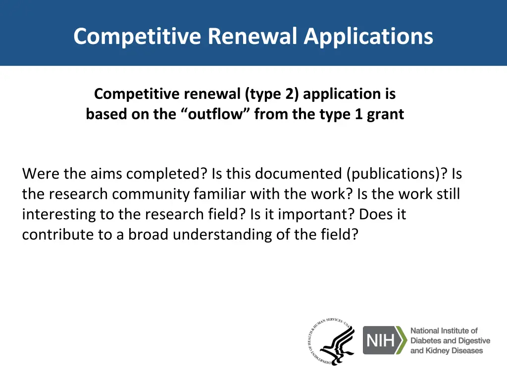 competitive renewal applications