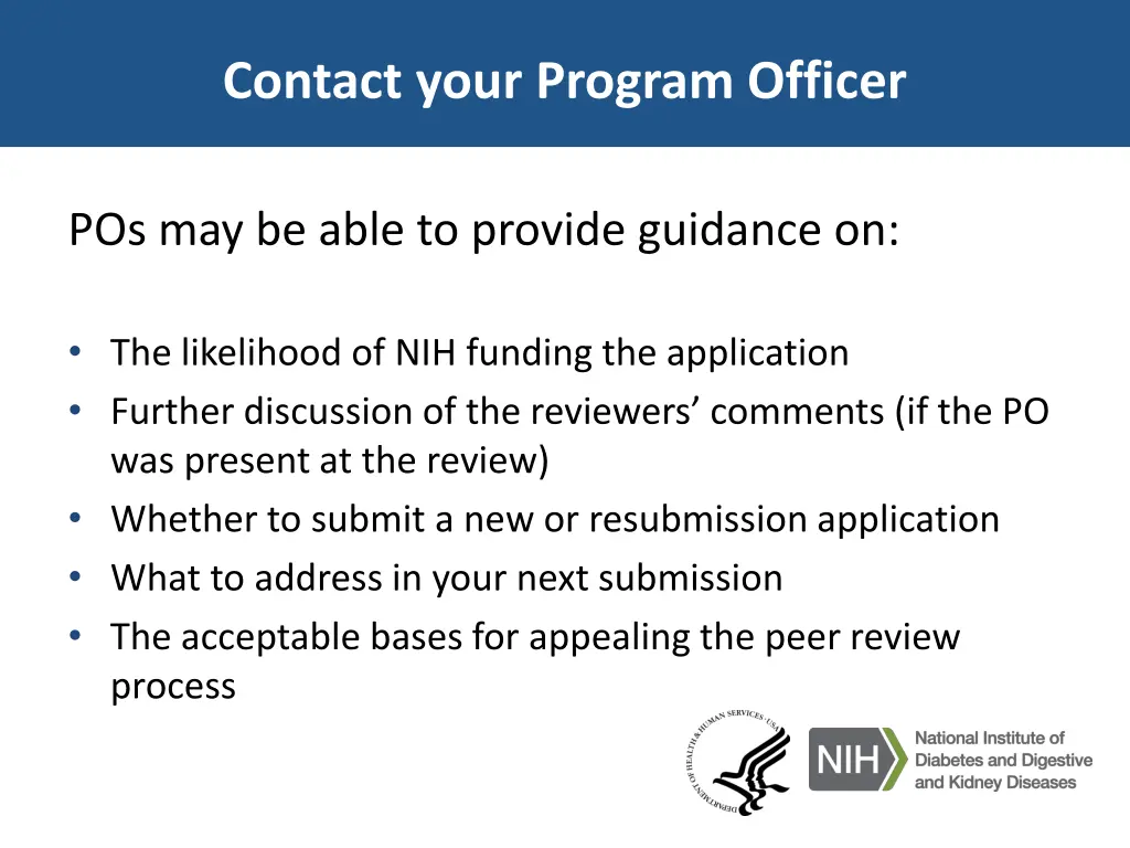 contact your program officer