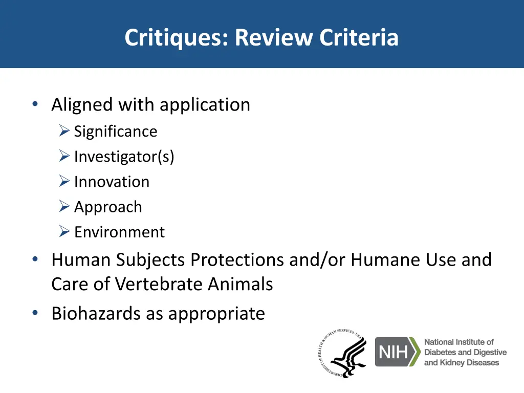 critiques review criteria
