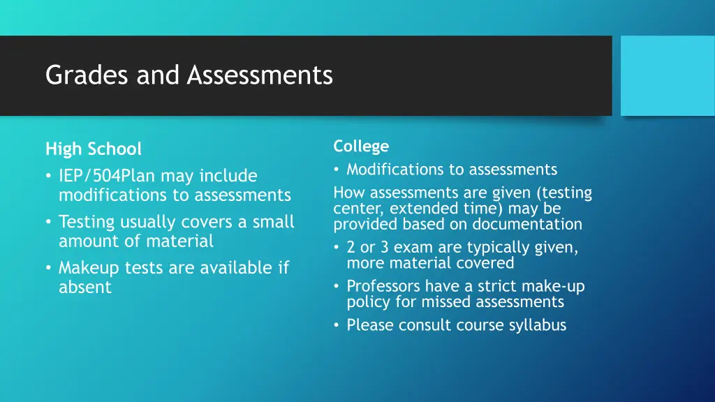 grades and assessments