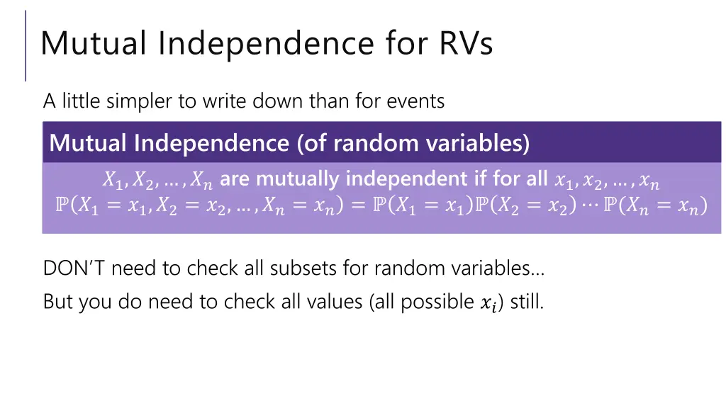mutual independence for rvs