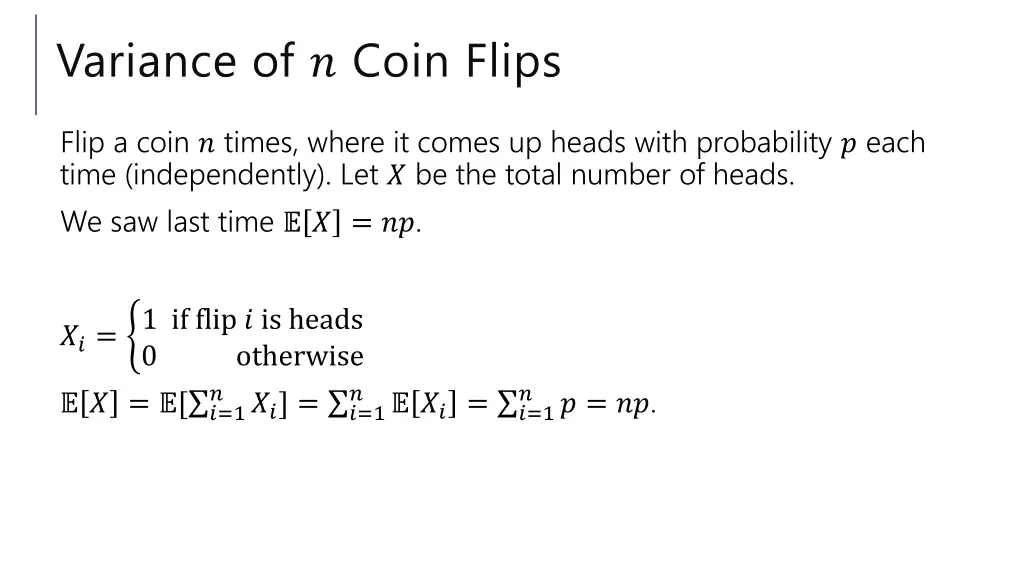 variance of coin flips
