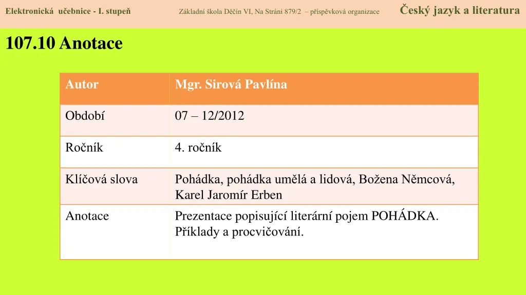 elektronick u ebnice i stupe z kladn kola 9