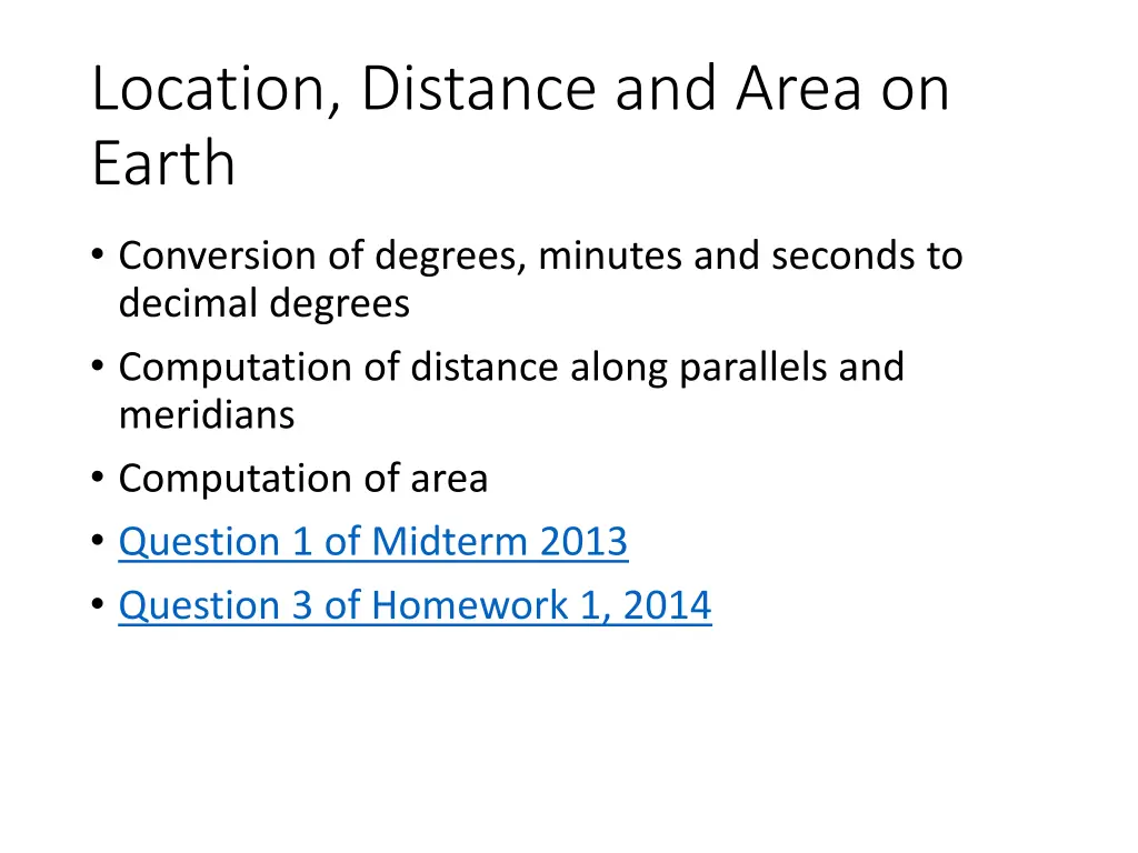 location distance and area on earth